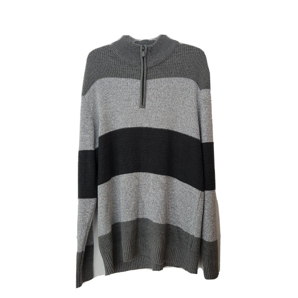 Method 1/4 Zip Knit Sweater Mens XXL 2XL Gray Knit Striped Long Sleeve‎ NWOT NEW